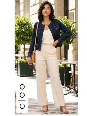 CLEO - Cotton blend dark wash cropped jean jacket